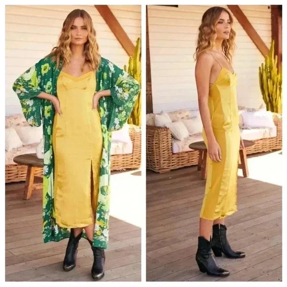 Free People City Cool Midi Slip Dress Venetian Red Size L NWT $98 GORGEOUS - Picture 5 of 16